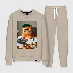 Костюм хлопковый женский Рыжий кот - бухгалтер, цвет: миндальный