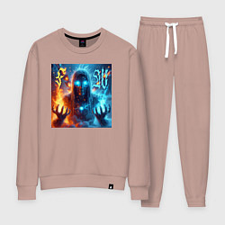 Костюм хлопковый женский Fire and water - neon glow, цвет: пыльно-розовый