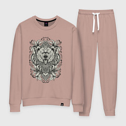 Костюм хлопковый женский Медведь винтаж, цвет: пыльно-розовый