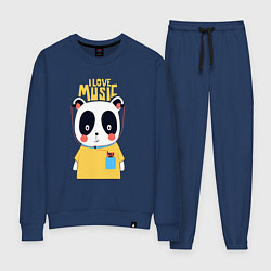 Костюм хлопковый женский Панда - я люблю музыку, цвет: тёмно-синий