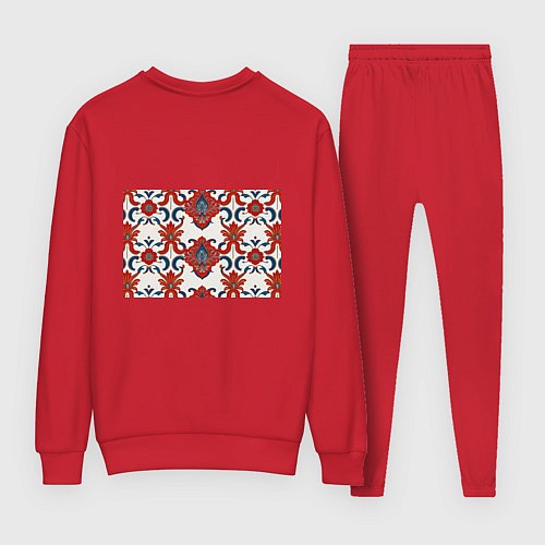 Женский костюм Узор красно-синий на белом фоне / Красный – фото 2