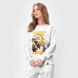 Костюм хлопковый женский Клинок рассекающий демонов комбо Ренгоку, цвет: белый — фото 2