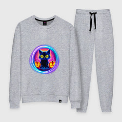 Женский костюм Кот неоновый с тыквами