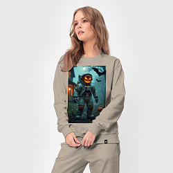 Костюм хлопковый женский Тыква Джек космонавт, цвет: миндальный — фото 2