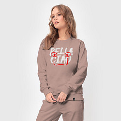 Костюм хлопковый женский Bella ciao face, цвет: пыльно-розовый — фото 2