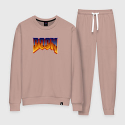 Костюм хлопковый женский Doom logotype, цвет: пыльно-розовый