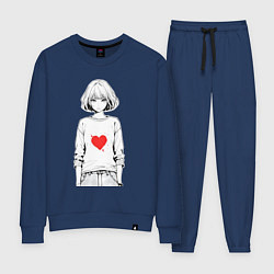 Костюм хлопковый женский Девочка аниме сердце, цвет: тёмно-синий