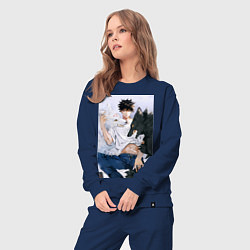 Костюм хлопковый женский Магическая битва Мэгуми Фусигуро арт, цвет: тёмно-синий — фото 2