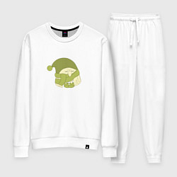 Костюм хлопковый женский Сонный совенок, цвет: белый