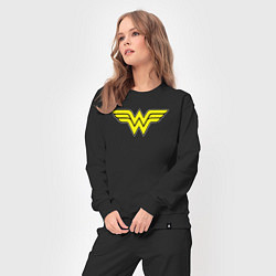 Костюм хлопковый женский Wonder woman logo, цвет: черный — фото 2