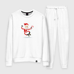 Костюм хлопковый женский Весёлый санта, цвет: белый