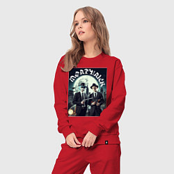 Костюм хлопковый женский Гангстеры Морти и Рик - портрет на фоне луны, цвет: красный — фото 2