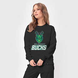 Костюм хлопковый женский Milwaukee Bucks NBA, цвет: черный — фото 2