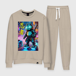 Костюм хлопковый женский Тоторо кибер ниндзя - неоновое свечение, цвет: миндальный