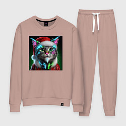 Женский костюм Новогодний кибер котик - нейроарт