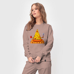 Костюм хлопковый женский Pizza yoga, цвет: пыльно-розовый — фото 2