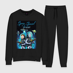 Костюм хлопковый женский Rick and Morty - space special forces, цвет: черный