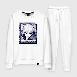Костюм хлопковый женский Девушка с пурпурным взглядом, цвет: белый