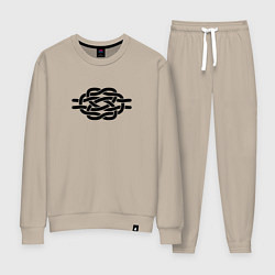 Костюм хлопковый женский Декоративный узел, цвет: миндальный