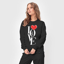 Костюм хлопковый женский Love - big heart, цвет: черный — фото 2