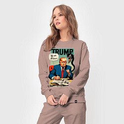 Костюм хлопковый женский Trump - we are Venom meme, цвет: пыльно-розовый — фото 2
