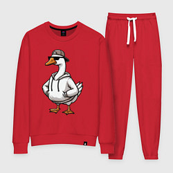 Костюм хлопковый женский Goose on style, цвет: красный
