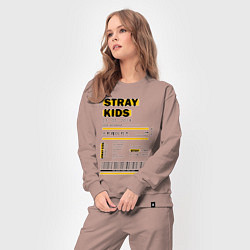 Костюм хлопковый женский Stray kids ticket, цвет: пыльно-розовый — фото 2