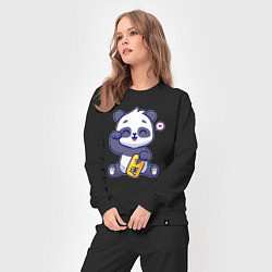 Костюм хлопковый женский Cute panda, цвет: черный — фото 2