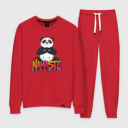 Костюм хлопковый женский Панда на намасте, цвет: красный