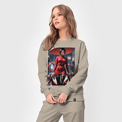 Костюм хлопковый женский Ада Вонг из Resident Evil, цвет: миндальный — фото 2