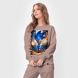 Костюм хлопковый женский Соник огненные кулаки, цвет: пыльно-розовый — фото 2