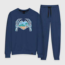 Костюм хлопковый женский Сердце пляжа, цвет: тёмно-синий