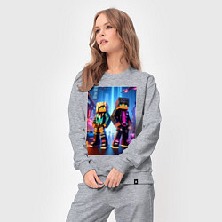 Костюм хлопковый женский Minecraft - characters neon glow, цвет: меланж — фото 2