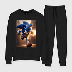 Костюм хлопковый женский Бегущий Соник, цвет: черный