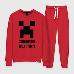 Костюм хлопковый женский Creeper Aw Man, Майнкрафт мем, цвет: красный