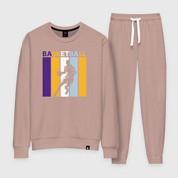 Костюм хлопковый женский Play basketball, цвет: пыльно-розовый