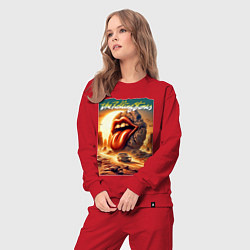 Костюм хлопковый женский Rolling Stones - stylization of the logo, цвет: красный — фото 2
