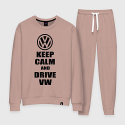 Костюм хлопковый женский Keep Calm & Drive VW, цвет: пыльно-розовый