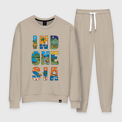 Костюм хлопковый женский Индонезия, цвет: миндальный