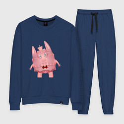 Костюм хлопковый женский Cartoon monster pink, цвет: тёмно-синий