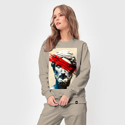 Костюм хлопковый женский Штрих на античной статуе, цвет: миндальный — фото 2