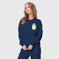 Костюм хлопковый женский Han quokka in pocket, цвет: тёмно-синий — фото 2