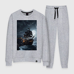 Костюм хлопковый женский Пиратский корабль в шторм, цвет: меланж