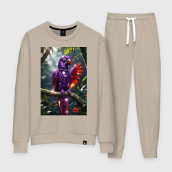 Костюм хлопковый женский Попугай из драгоценных камней, цвет: миндальный