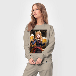 Костюм хлопковый женский Волчица Холо с кружками пива, цвет: миндальный — фото 2