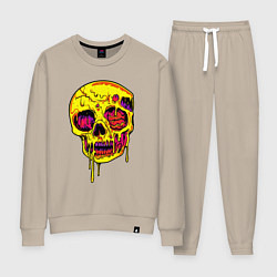 Костюм хлопковый женский Желтый растекшийся череп, цвет: миндальный