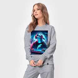 Костюм хлопковый женский Dolphin is esports player - ai art fantasy, цвет: меланж — фото 2