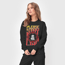 Костюм хлопковый женский Оставайтесь на линии, цвет: черный — фото 2