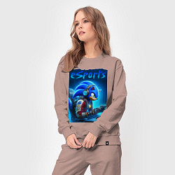 Костюм хлопковый женский Hedgehog Sonic is esports player - neon glow, цвет: пыльно-розовый — фото 2