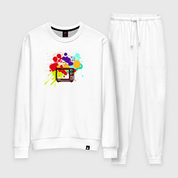 Костюм хлопковый женский Цветное телевидение, цвет: белый